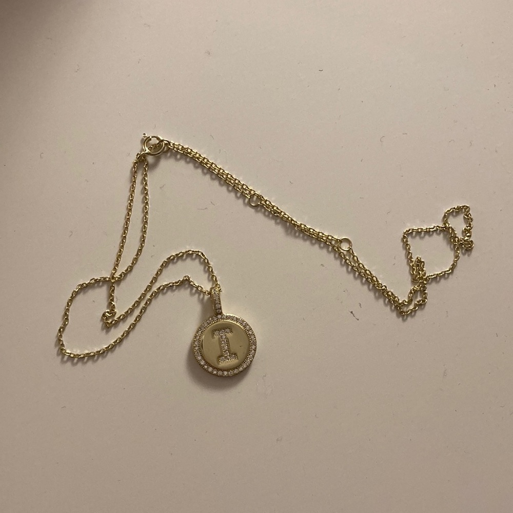 Letter I gold necklace